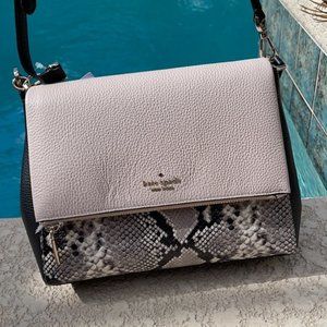 Kate Spade Medium Flap Shoulder Bag Natural Multi Mixed Material